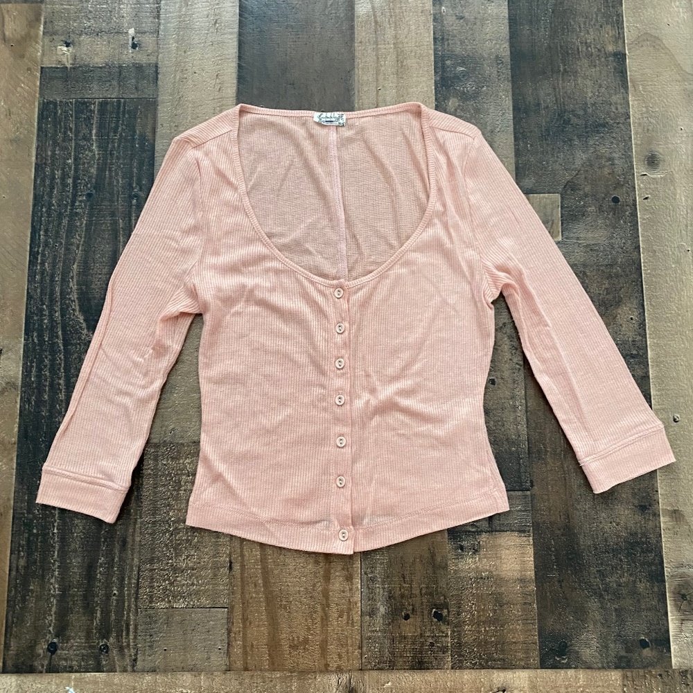 FINAL PRICE Free People Intimately   Ribbed Scoop Neck Button Front Top